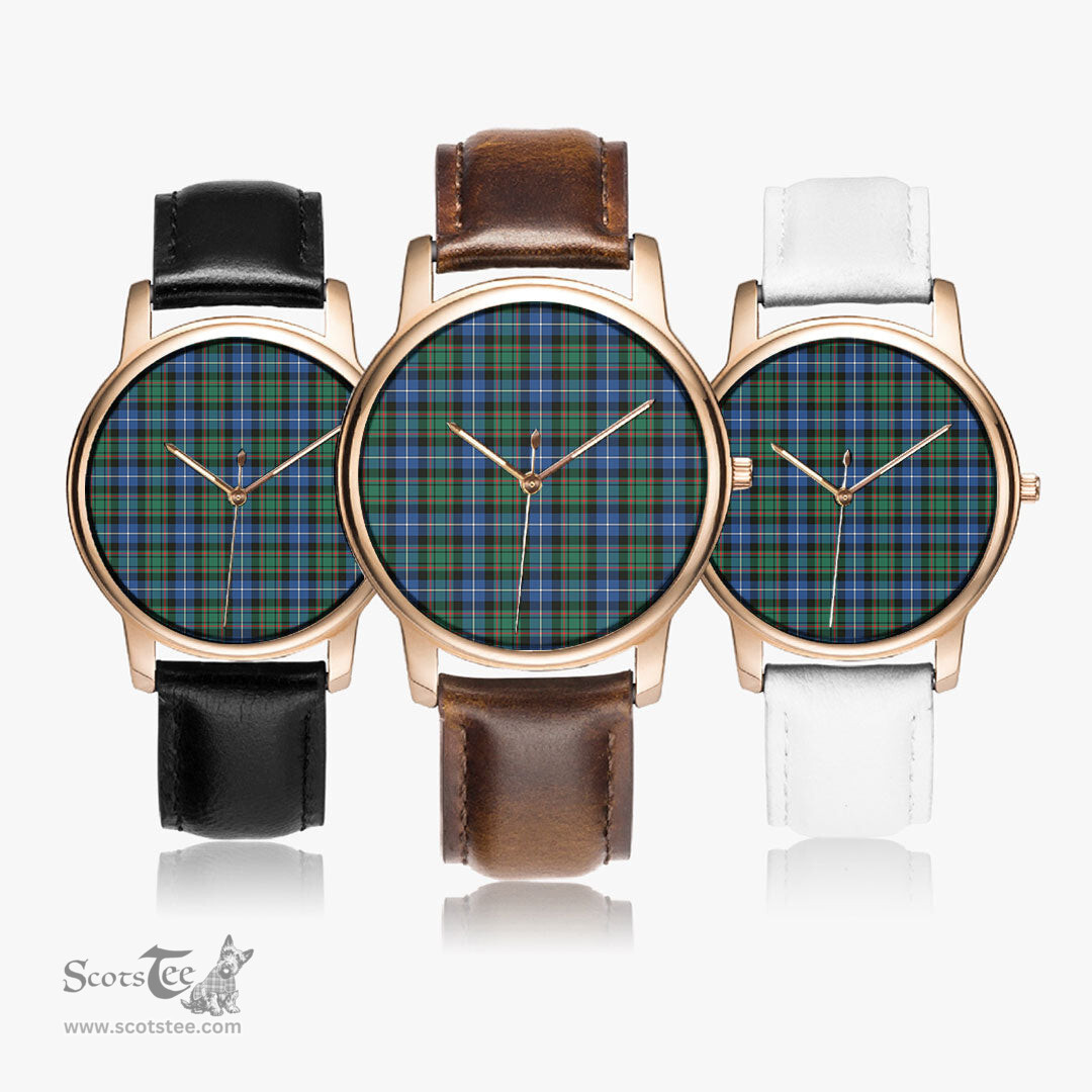 Scottish MacRae Hunting Ancient Watch Tartan Leather Strap Classic Plaid Watch Scottish Plaid Tartan Plaid - ScotsTee - scotstee.com