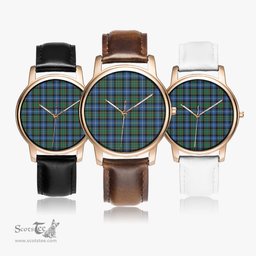Scottish MacRae Hunting Ancient Watch Tartan Leather Strap Classic Plaid Watch Scottish Plaid Tartan Plaid - ScotsTee - scotstee.com