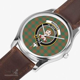 Scottish Menzies Green Ancient Watch Tartan Crest Leather Strap Classic Plaid Watch Scottish Plaid Tartan Plaid - ScotsTee - scotstee.com