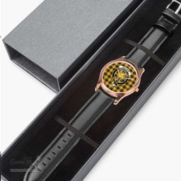 Scottish MacLeod of Lewis Modern Watch Tartan Crest Leather Strap Classic Plaid Watch Scottish Plaid Tartan Plaid - ScotsTee - scotstee.com