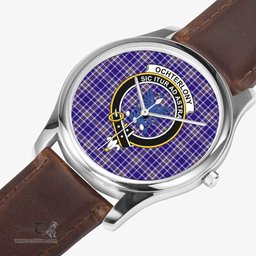 Scottish Ochterlony Watch Tartan Crest Leather Strap Classic Plaid Watch Scottish Plaid Tartan Plaid - ScotsTee - scotstee.com