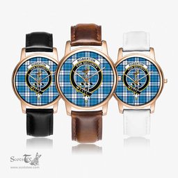 Scottish Roberton Watch Tartan Crest Leather Strap Classic Plaid Watch Scottish Plaid Tartan Plaid - ScotsTee - scotstee.com