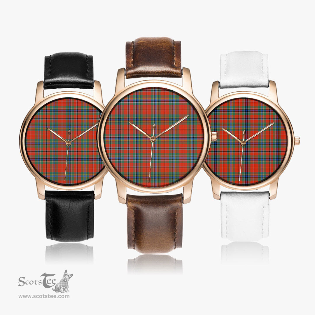 Scottish MacLean of Duart Ancient Watch Tartan Leather Strap Classic Plaid Watch Scottish Plaid Tartan Plaid - ScotsTee - scotstee.com