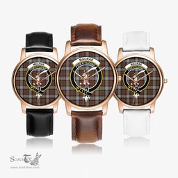 Scottish MacRae Hunting Weathered Watch Tartan Crest Leather Strap Classic Plaid Watch Scottish Plaid Tartan Plaid - ScotsTee - scotstee.com