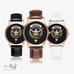 Scottish Urquhart Modern Watch Tartan Crest Leather Strap Classic Plaid Watch Scottish Plaid Tartan Plaid - ScotsTee - scotstee.com