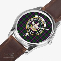 Scottish Urquhart Modern Watch Tartan Crest Leather Strap Classic Plaid Watch Scottish Plaid Tartan Plaid - ScotsTee - scotstee.com