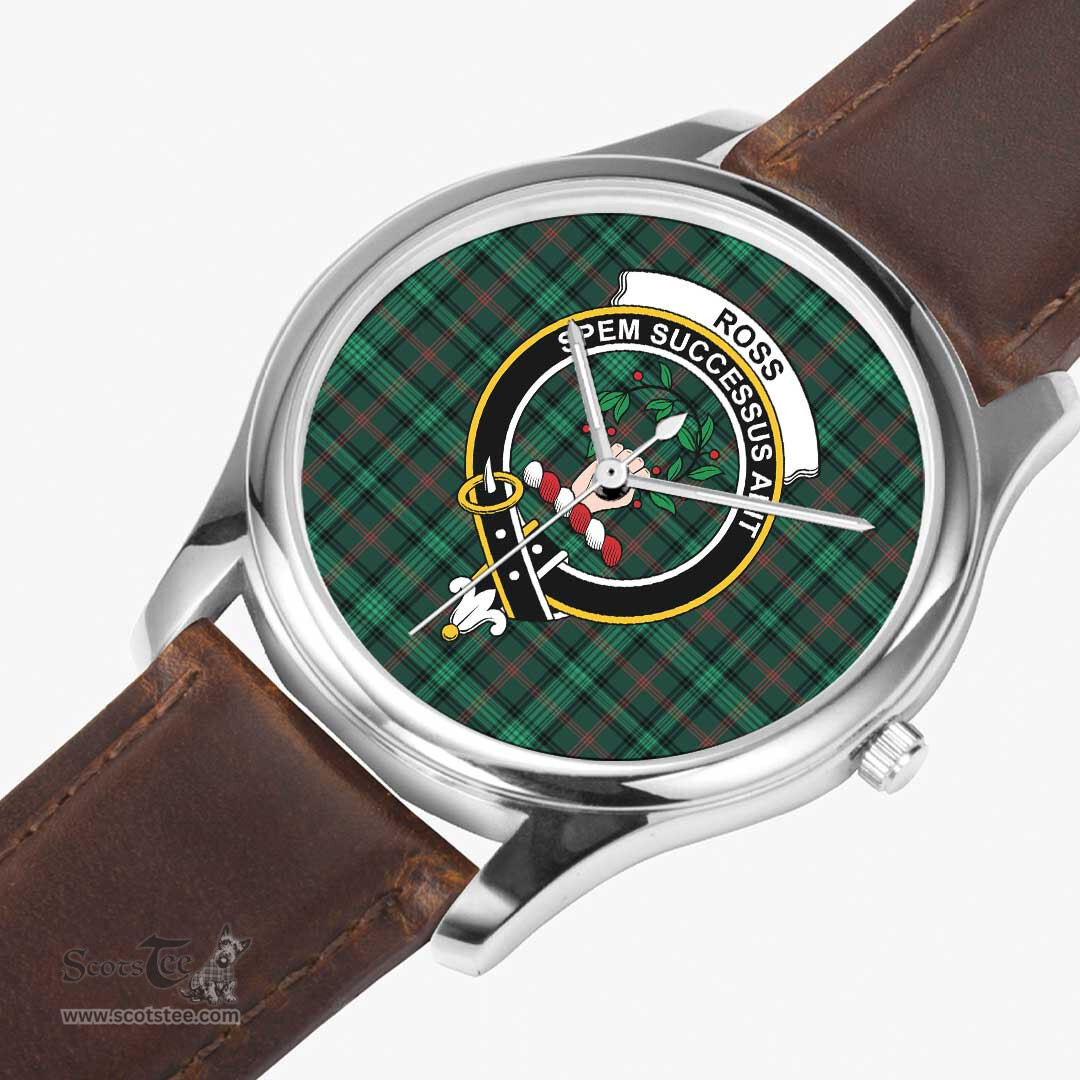 Scottish Ross Hunting Modern Watch Tartan Crest Leather Strap Classic Plaid Watch Scottish Plaid Tartan Plaid - ScotsTee - scotstee.com