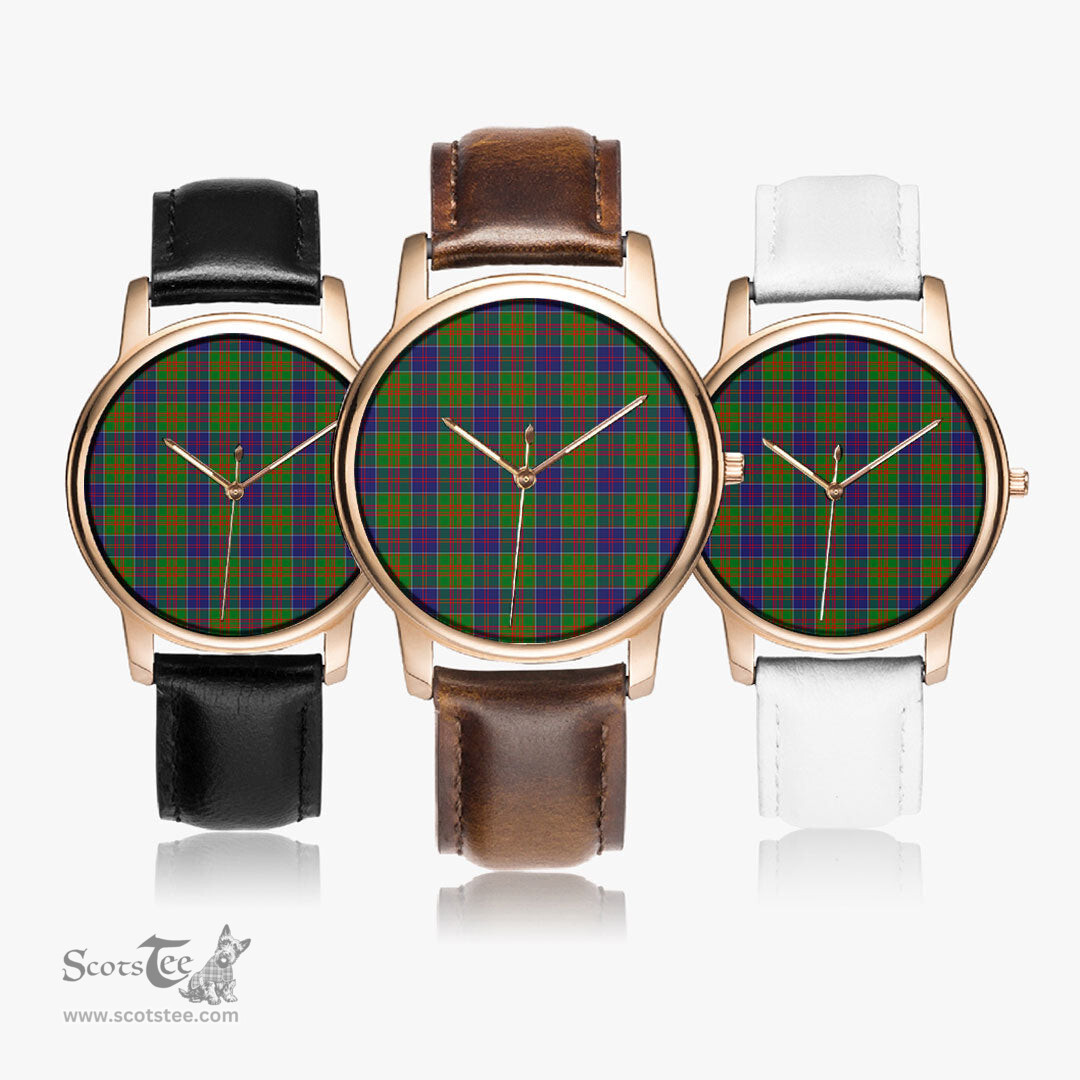 Scottish Stewart of Appin Hunting Modern Watch Tartan Leather Strap Classic Plaid Watch Scottish Plaid Tartan Plaid - ScotsTee - scotstee.com