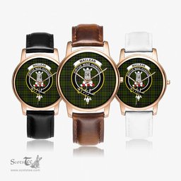 Scottish MacLean Hunting Watch Tartan Crest Leather Strap Classic Plaid Watch Scottish Plaid Tartan Plaid - ScotsTee - scotstee.com