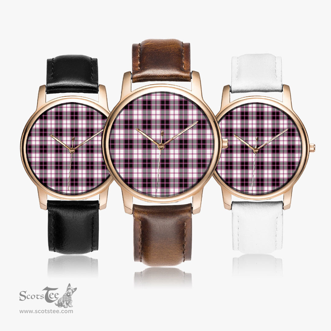 Scottish MacPherson Hunting Modern Watch Tartan Leather Strap Classic Plaid Watch Scottish Plaid Tartan Plaid - ScotsTee - scotstee.com