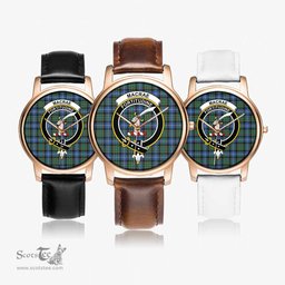 Scottish MacRae Hunting Ancient Watch Tartan Crest Leather Strap Classic Plaid Watch Scottish Plaid Tartan Plaid - ScotsTee - scotstee.com
