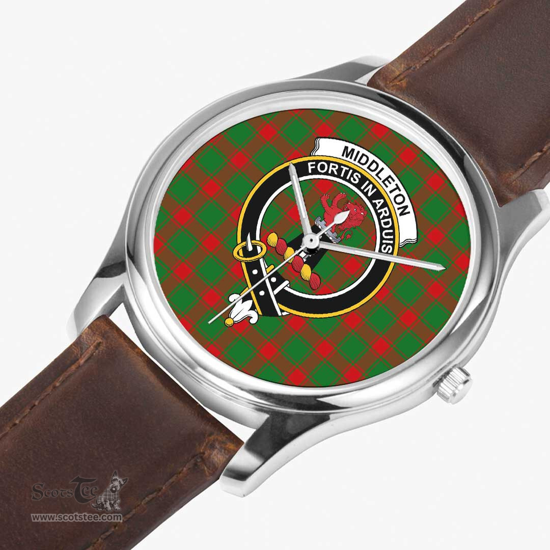 Scottish Middleton Modern Watch Tartan Crest Leather Strap Classic Plaid Watch Scottish Plaid Tartan Plaid - ScotsTee - scotstee.com