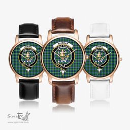 Scottish Murray of Atholl Ancient Watch Tartan Crest Leather Strap Classic Plaid Watch Scottish Plaid Tartan Plaid - ScotsTee - scotstee.com