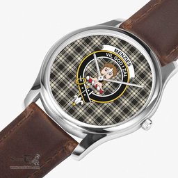 Scottish Menzies Black & White Ancient Watch Tartan Crest Leather Strap Classic Plaid Watch Scottish Plaid Tartan Plaid - ScotsTee - scotstee.com