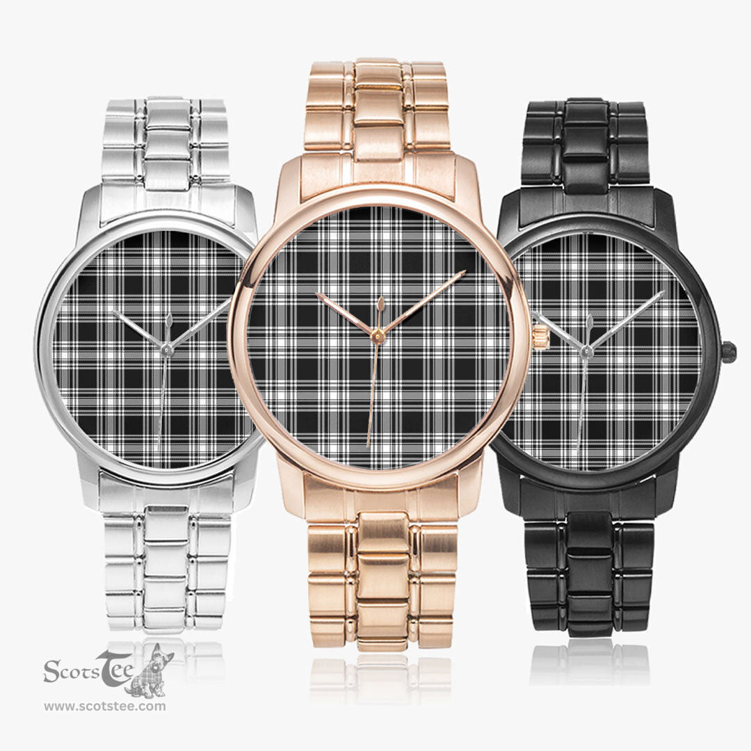 Scottish Menzies Black & White Modern Watch Tartan Folding Clasp Classic Plaid Watch Scottish Plaid Tartan Plaid - ScotsTee - scotstee.com