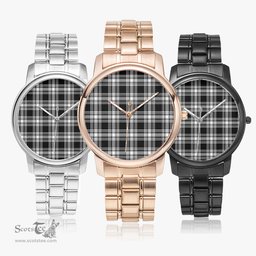Scottish Menzies Black & White Modern Watch Tartan Folding Clasp Classic Plaid Watch Scottish Plaid Tartan Plaid - ScotsTee - scotstee.com