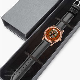 Scottish Turnbull Dress Watch Tartan Crest Leather Strap Classic Plaid Watch Scottish Plaid Tartan Plaid - ScotsTee - scotstee.com