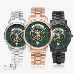 Scottish Stewart Old Modern Watch Tartan Crest Folding Clasp Classic Plaid Watch Scottish Plaid Tartan Plaid - ScotsTee - scotstee.com