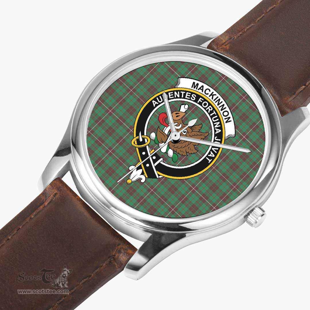 Scottish MacKinnon Hunting Modern Watch Tartan Crest Leather Strap Classic Plaid Watch Scottish Plaid Tartan Plaid - ScotsTee - scotstee.com