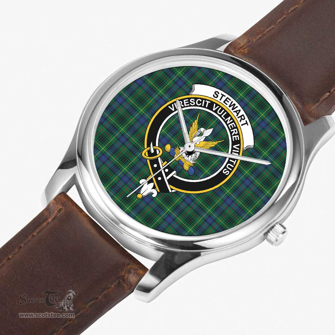 Scottish Stewart Hunting Modern Watch Tartan Crest Leather Strap Classic Plaid Watch Scottish Plaid Tartan Plaid - ScotsTee - scotstee.com