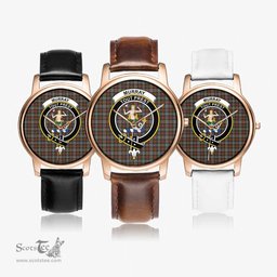 Scottish Murray of Atholl Weathered Watch Tartan Crest Leather Strap Classic Plaid Watch Scottish Plaid Tartan Plaid - ScotsTee - scotstee.com