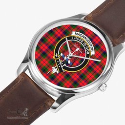 Scottish MacNaughton Modern Watch Tartan Crest Leather Strap Classic Plaid Watch Scottish Plaid Tartan Plaid - ScotsTee - scotstee.com