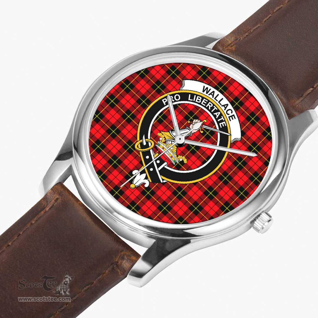 Scottish Wallace Hunting - Red Watch Tartan Crest Leather Strap Classic Plaid Watch Scottish Plaid Tartan Plaid - ScotsTee - scotstee.com