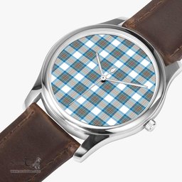 Scottish Stewart Muted Blue Watch Tartan Leather Strap Classic Plaid Watch Scottish Plaid Tartan Plaid - ScotsTee - scotstee.com