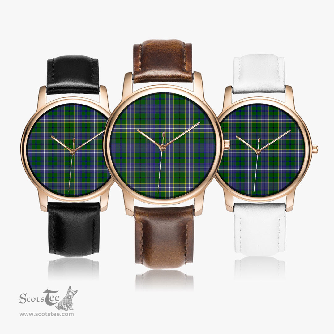 Scottish Wishart Hunting Modern Watch Tartan Leather Strap Classic Plaid Watch Scottish Plaid Tartan Plaid - ScotsTee - scotstee.com