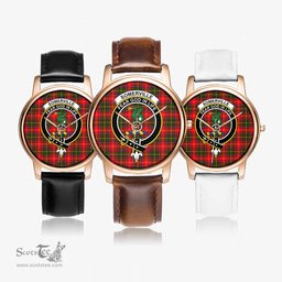 Scottish Somerville Modern Watch Tartan Crest Leather Strap Classic Plaid Watch Scottish Plaid Tartan Plaid - ScotsTee - scotstee.com