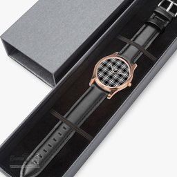Scottish Menzies Black & White Modern Watch Tartan Leather Strap Classic Plaid Watch Scottish Plaid Tartan Plaid - ScotsTee - scotstee.com