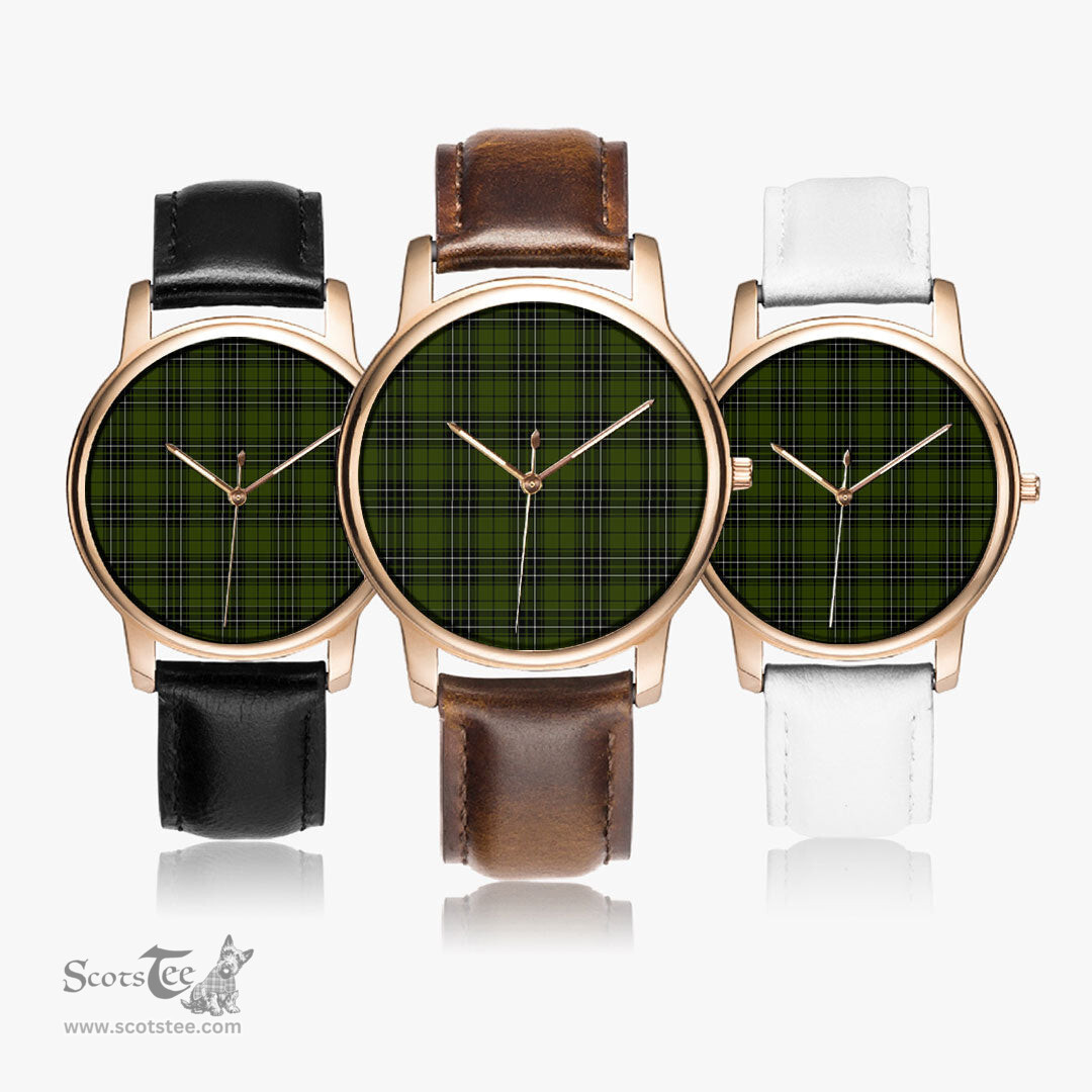 Scottish MacLean Hunting Watch Tartan Leather Strap Classic Plaid Watch Scottish Plaid Tartan Plaid - ScotsTee - scotstee.com