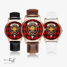 Scottish MacLeod of Raasay Watch Tartan Crest Leather Strap Classic Plaid Watch Scottish Plaid Tartan Plaid - ScotsTee - scotstee.com