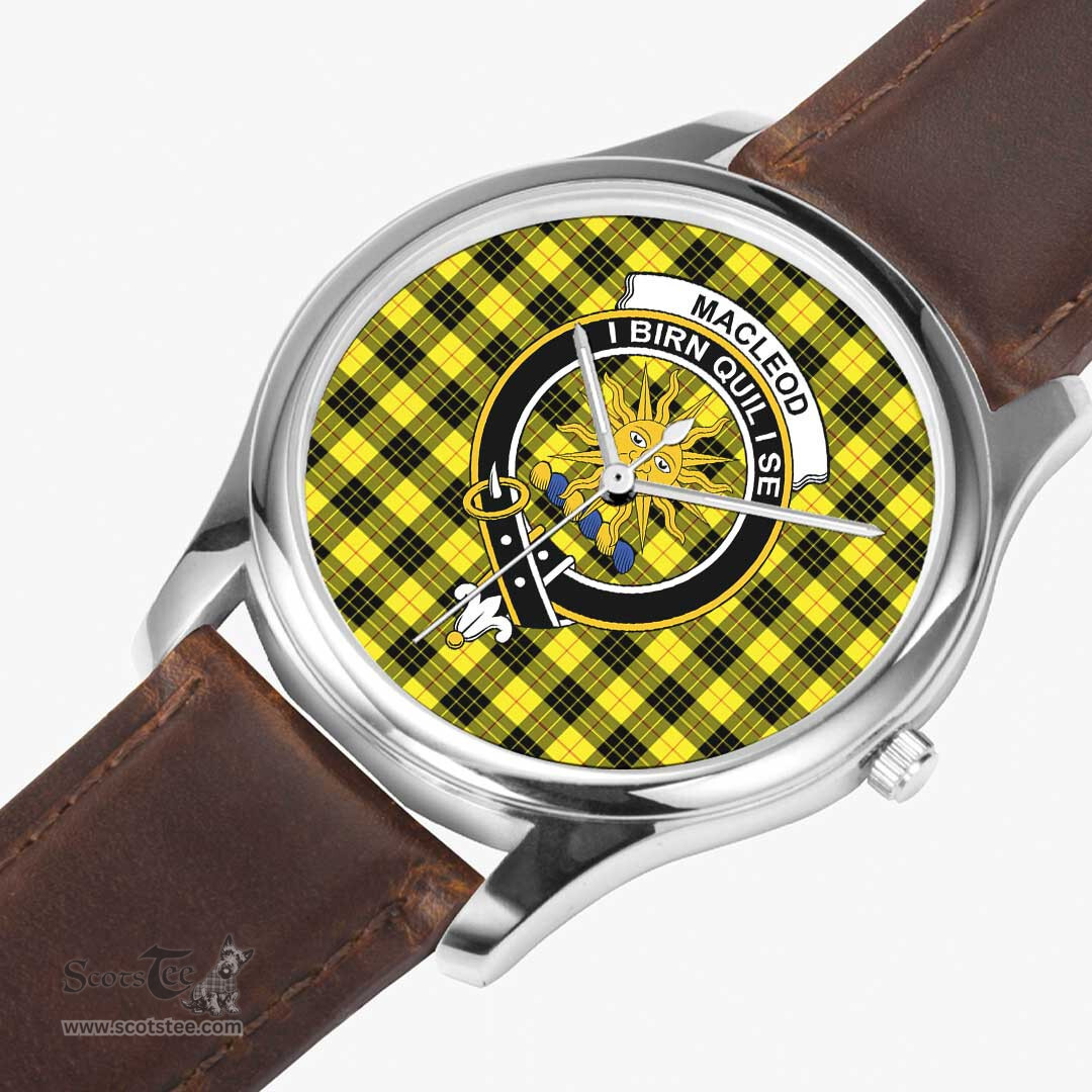 Scottish MacLeod of Raasay Watch Tartan Crest Leather Strap Classic Plaid Watch Scottish Plaid Tartan Plaid - ScotsTee - scotstee.com