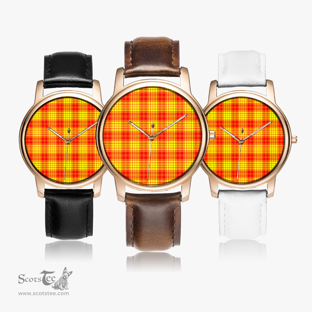 Scottish MacLeod of Raasay Watch Tartan Leather Strap Classic Plaid Watch Scottish Plaid Tartan Plaid - ScotsTee - scotstee.com