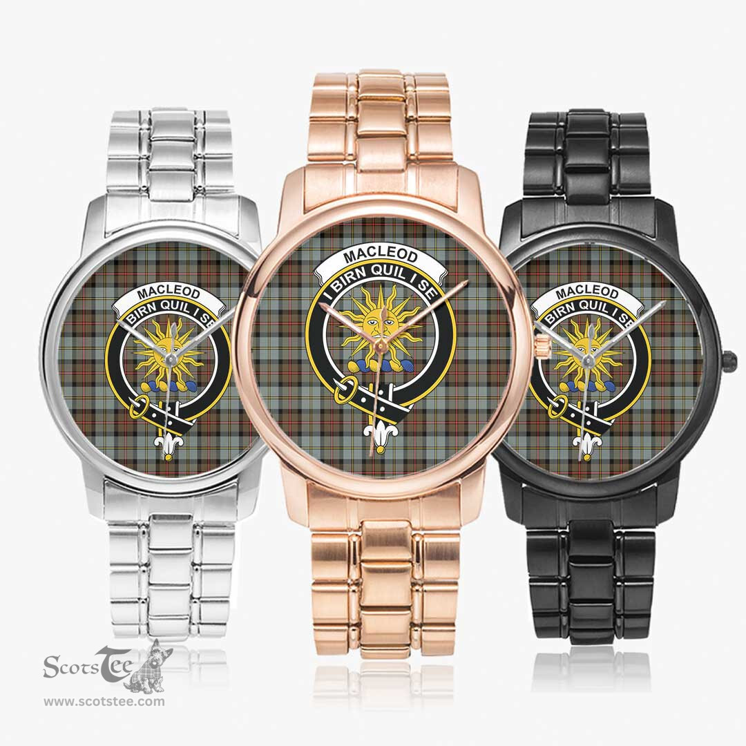 Scottish MacLeod of Harris Weathered Watch Tartan Crest Folding Clasp Classic Plaid Watch Scottish Plaid Tartan Plaid - ScotsTee - scotstee.com
