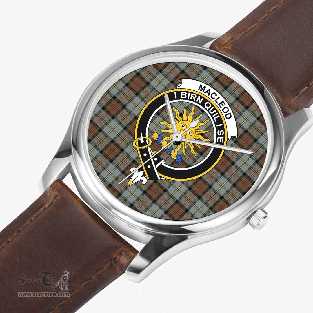 Scottish MacLeod of Lewis Ancient Watch Tartan Crest Leather Strap Classic Plaid Watch Scottish Plaid Tartan Plaid - ScotsTee - scotstee.com