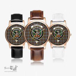 Scottish MacLaren Weathered Watch Tartan Crest Leather Strap Classic Plaid Watch Scottish Plaid Tartan Plaid - ScotsTee - scotstee.com