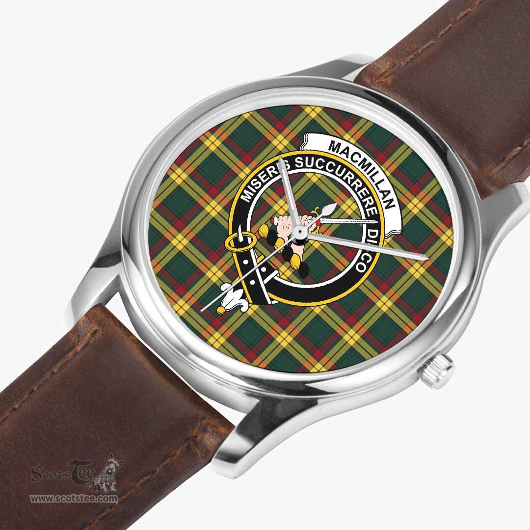 Scottish MacMillan Old Modern Watch Tartan Crest Leather Strap Classic Plaid Watch Scottish Plaid Tartan Plaid - ScotsTee - scotstee.com