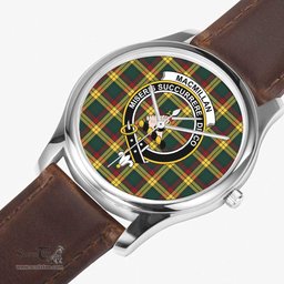 Scottish MacMillan Old Modern Watch Tartan Crest Leather Strap Classic Plaid Watch Scottish Plaid Tartan Plaid - ScotsTee - scotstee.com