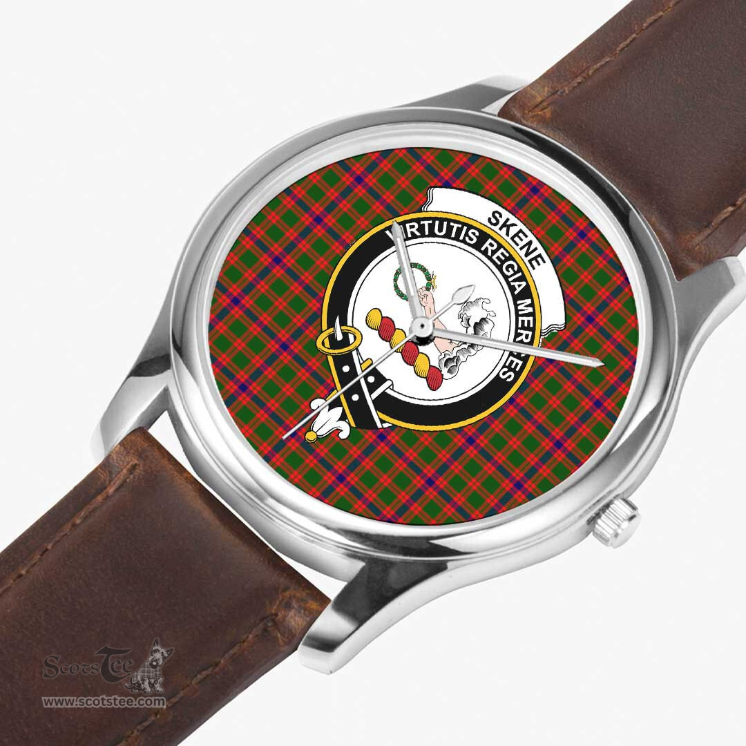 Scottish Skene Modern Watch Tartan Crest Leather Strap Classic Plaid Watch Scottish Plaid Tartan Plaid - ScotsTee - scotstee.com