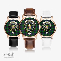 Scottish Stewart Old Modern Watch Tartan Crest Leather Strap Classic Plaid Watch Scottish Plaid Tartan Plaid - ScotsTee - scotstee.com