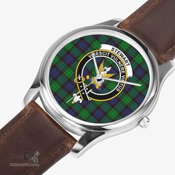 Scottish Stewart Old Modern Watch Tartan Crest Leather Strap Classic Plaid Watch Scottish Plaid Tartan Plaid - ScotsTee - scotstee.com