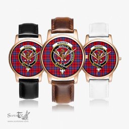 Scottish Wishart Dress Watch Tartan Crest Leather Strap Classic Plaid Watch Scottish Plaid Tartan Plaid - ScotsTee - scotstee.com