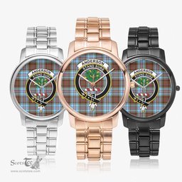 Scottish Anderson Ancient Watch Tartan Crest Folding Clasp Classic Plaid Watch Scottish Plaid Tartan Plaid - ScotsTee - scotstee.com