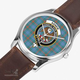 Scottish Agnew Ancient Watch Tartan Crest Leather Strap Classic Plaid Watch Scottish Plaid Tartan Plaid - ScotsTee - scotstee.com