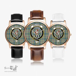 Scottish Balfour Blue Watch Tartan Crest Leather Strap Classic Plaid Watch Scottish Plaid Tartan Plaid - ScotsTee - scotstee.com