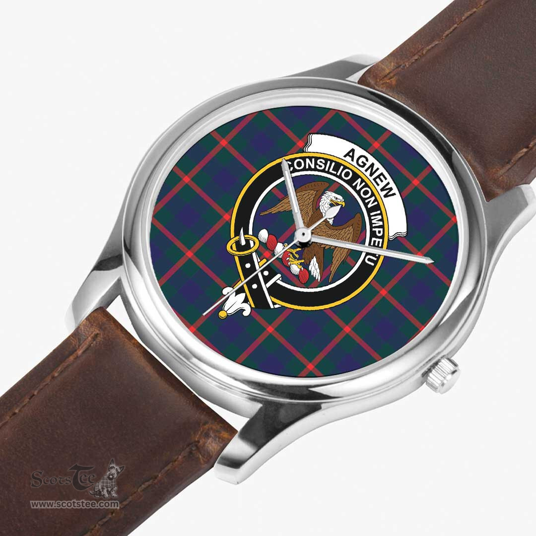 Scottish Agnew Modern Watch Tartan Crest Leather Strap Classic Plaid Watch Scottish Plaid Tartan Plaid - ScotsTee - scotstee.com