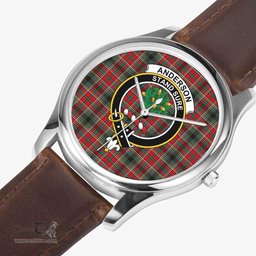 Scottish Anderson of Arbrake Watch Tartan Crest Leather Strap Classic Plaid Watch Scottish Plaid Tartan Plaid - ScotsTee - scotstee.com