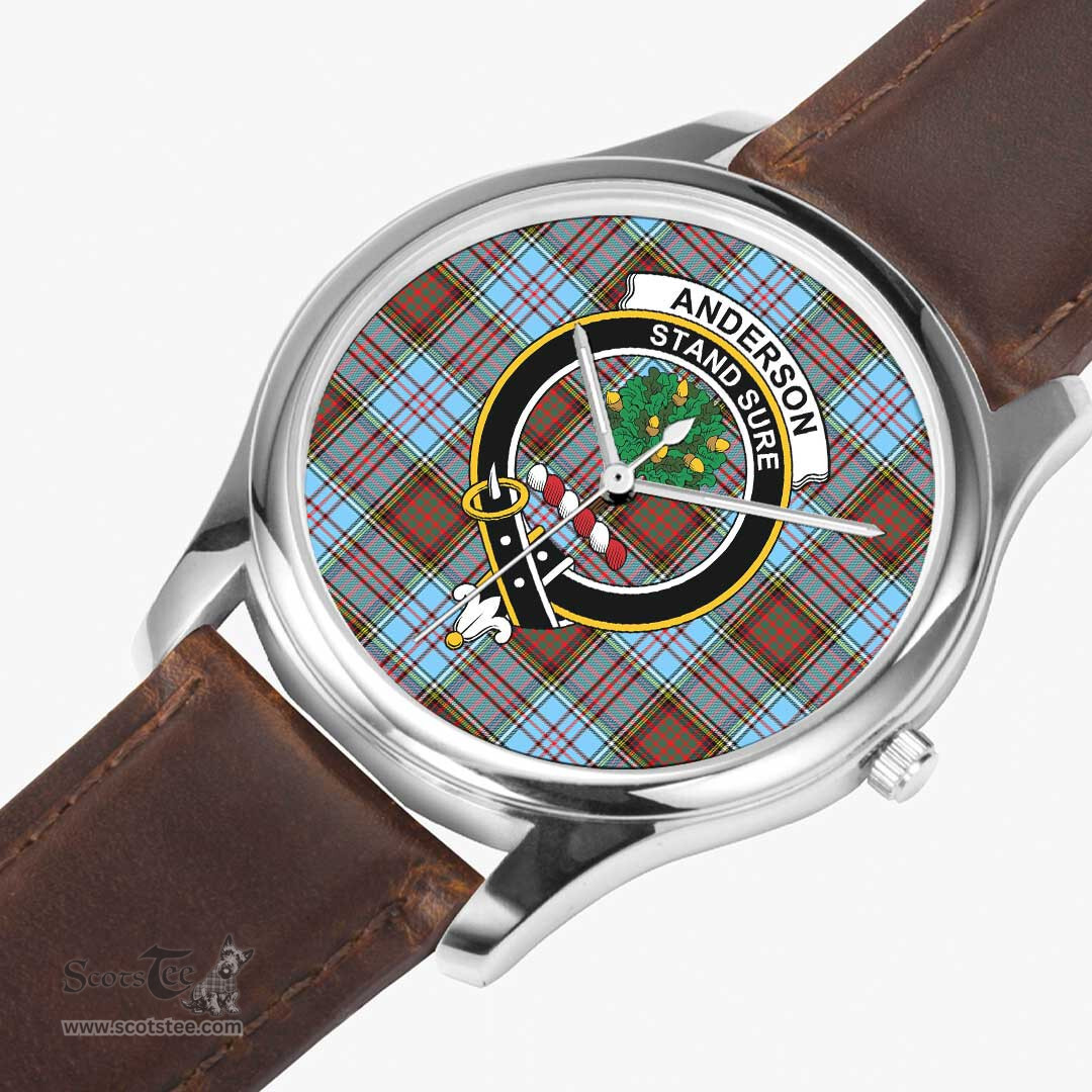 Scottish Anderson Ancient Watch Tartan Crest Leather Strap Classic Plaid Watch Scottish Plaid Tartan Plaid - ScotsTee - scotstee.com